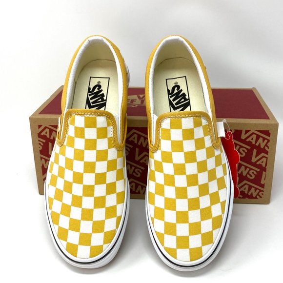 VANS Classic Slip-On Checkerboard Ochre Yellow Men's Sneakers Size VN0A38F7QCP - Picture 4 of 10